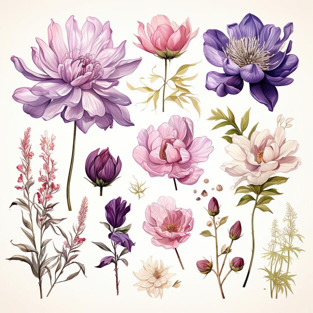 Blumen-Aquarell-Rosa-Töne-Illustration
