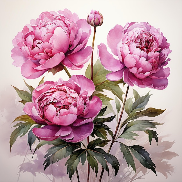 Blumen-Aquarell-Rosa-Töne-Illustration