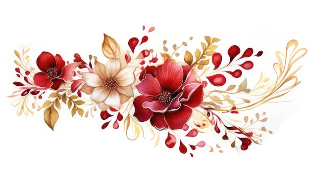 Blumen Aquarell rote Malerei Ornament für Hochzeits-Einladung Vorlage