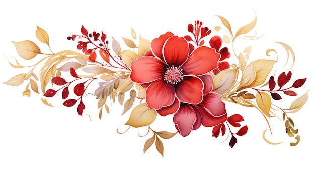 Blumen Aquarell rote Malerei Ornament für Hochzeits-Einladung Vorlage