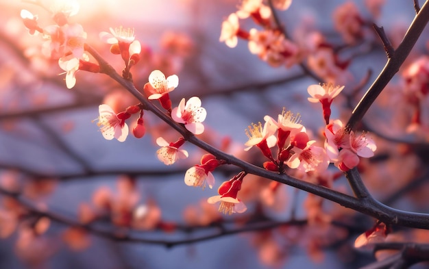 Blumen auf einem Ast im Frühling