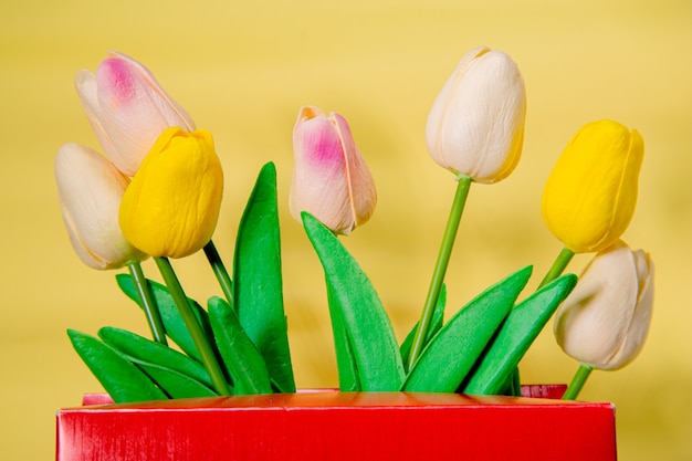 Foto blumen auf einem gelb