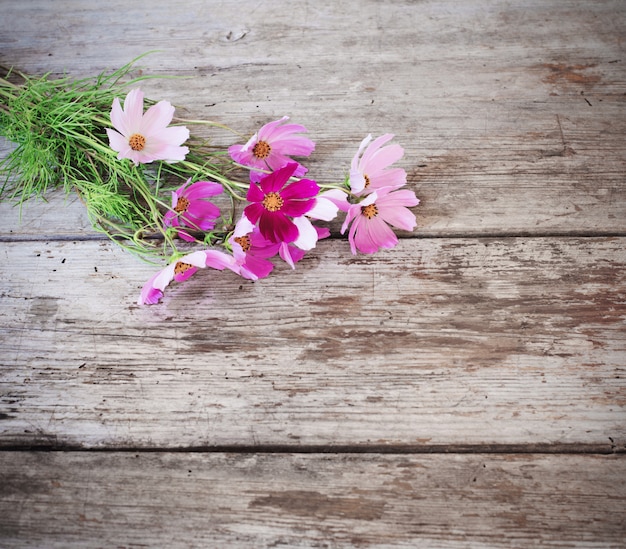 Blumen auf hölzernem Hintergrund