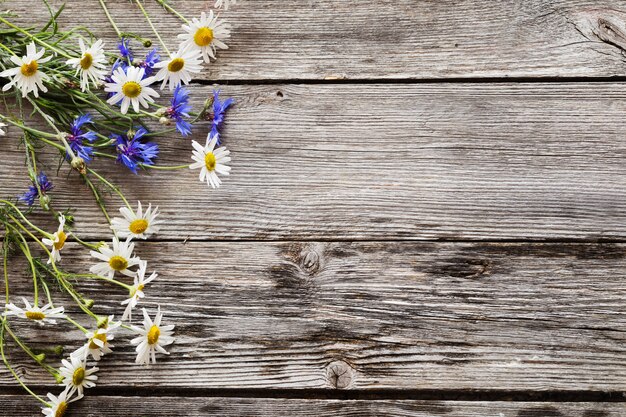 Blumen auf hölzernem Hintergrund