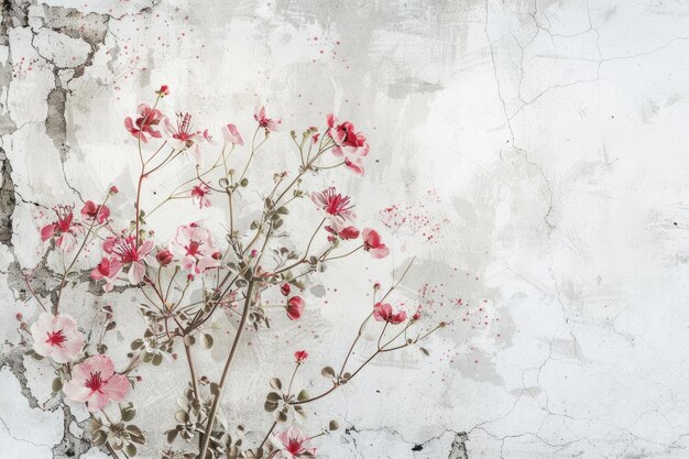 Blumen auf weißen digitalen Wandfliesen oder Tapeten