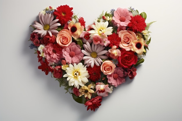 Blumen, die in Form eines Herzens angeordnet sind, als Liebessymbol