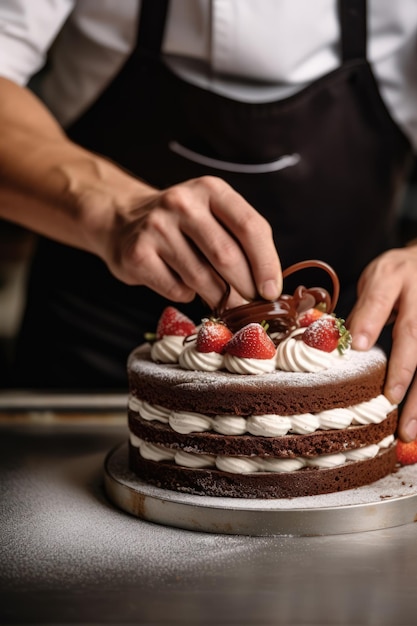 Foto blumen eleganz auf einem kuchen