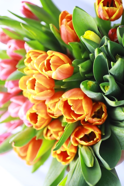Blumen, Frühlingsferien und Wohnkulturkonzept - Blumenstrauß aus schönen Tulpen, Blumenhintergrund