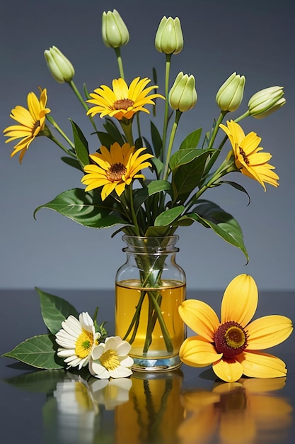 Blumen Glasflasche Dekoration Nahaufnahme schöne kreative Tapete Hintergrundillustration