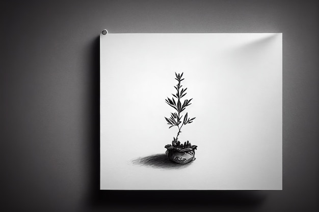 Blumen handgezeichnete Bleistiftzeichnung Kunst 3D-Rendering-Rasterillustration