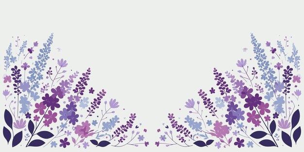 Foto blumen-hintergrund mit lavendelblumen und -blättern blumen-lavendel-grenzrahmen vektorillustration