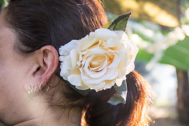 Blumen Hochzeit Zubehör beige Rose im Haar
