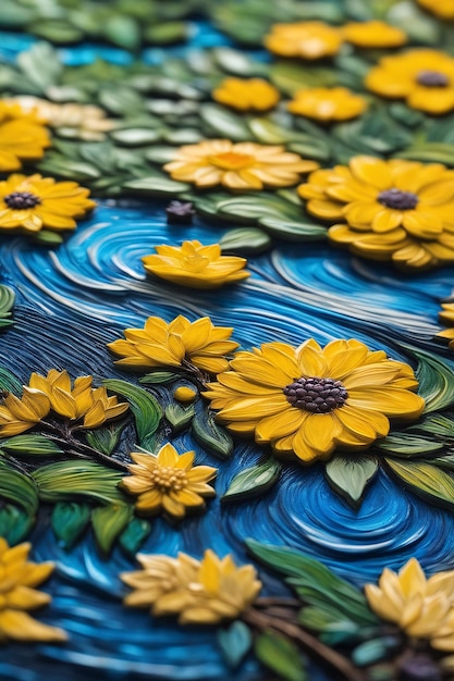 Blumen im Van-Gogh-Stil, strukturiertes Bild, Leinwandgemälde, Poster, Druckqualität