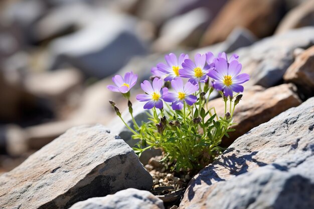 Blumen in Bergfelsrissen Generative Ai