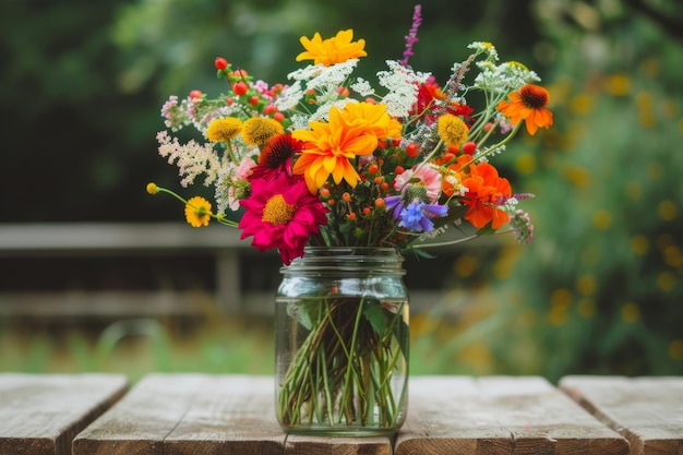 Blumen in einem Glas Schönes frisches Frühlingsbouquet Generative KI