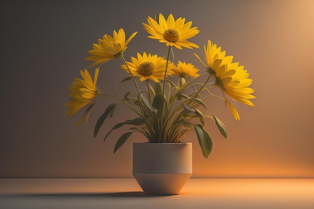 Blumen in einem Topf auf einem farbenfrohen Hintergrund