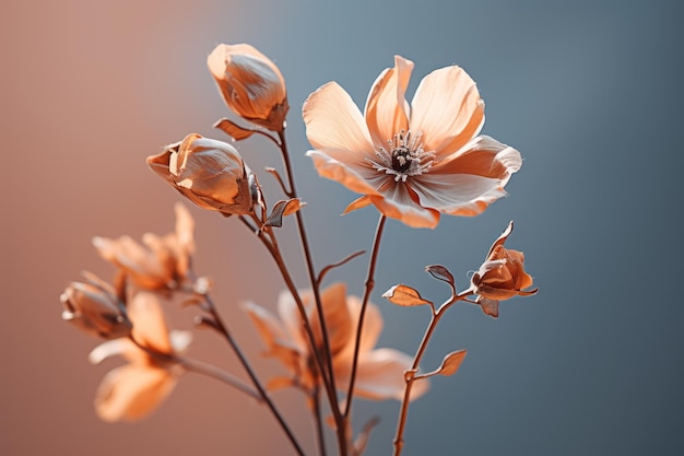 Blumen in einer Vase auf grauem Hintergrund