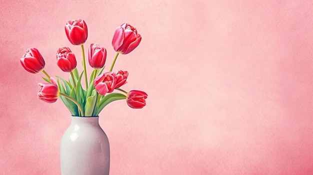 Blumen in einer Vase auf rosa Hintergrund