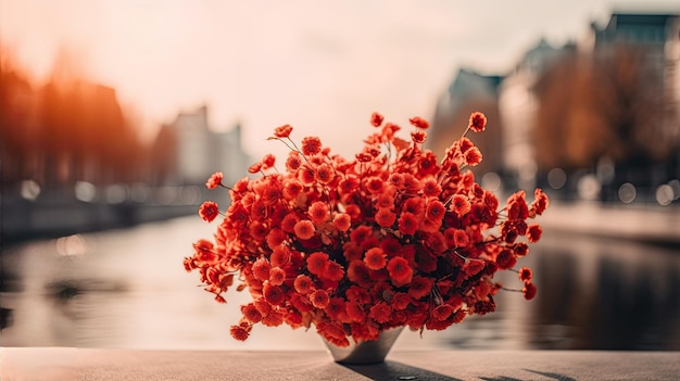 Blumen in einer Vase, wunderschöne Landschaft