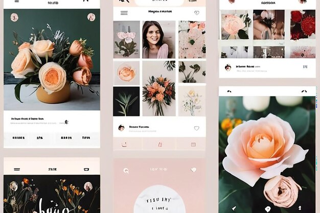 Blumen-Instagram-Gitter-Layout