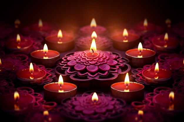 Blumen-Öllampen-Illustration auf einem blanken Hintergrund von Happy Diwali