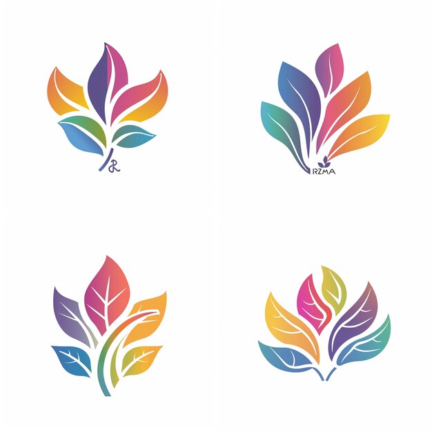 Blumen-Logo einfaches Blatt-Illustrations-Logo-Bundel