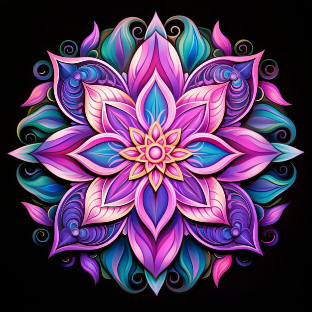 Blumen-Mandala in leuchtenden Pink- und Violettfarben