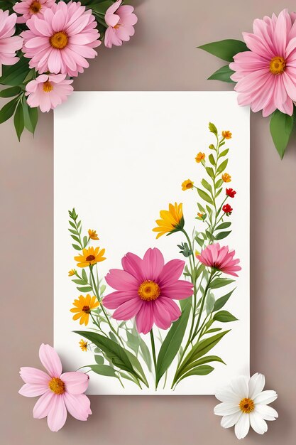 Blumen mit Grußkarte Blumenrahmen Modellkarte