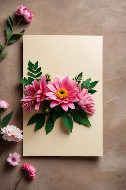 Blumen mit Grußkarte Blumenrahmen Modellkarte