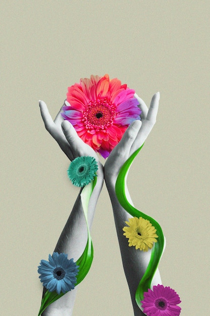 Blumen mit mehrfarbiger Blütenblattcollage