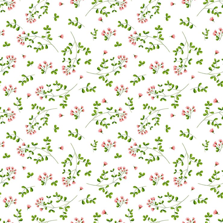 Foto blumen-satz 01 rosa blüten und grüne zweige und blätter nahtloses blumenmuster aquarell-illustration botanische illustration zarte wilde blumen, isoliert auf weißem hintergrund wiese gras