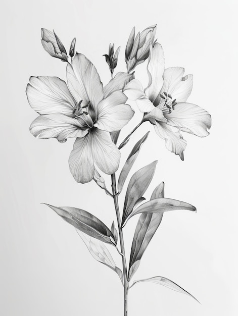 Blumen Schwarz-Weiß-Linien-Illustration