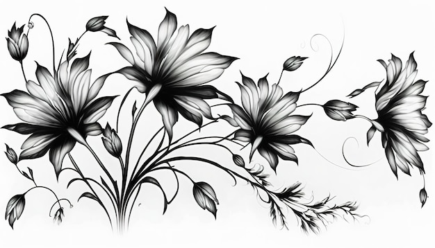 Blumen Tattoo isoliert auf weißem Hintergrund Kreative Illustration Ai generieren