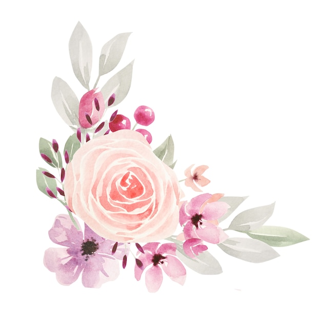 Blumen und Blätter Aquarellillustrationen