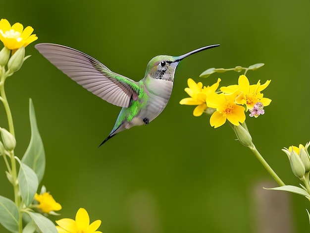 Blumen und Vögel im Hintergrund