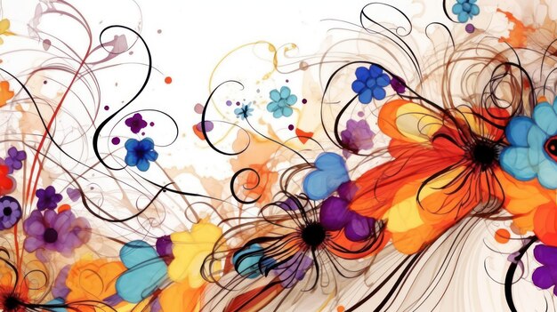 Blumen und Wirbel abstrakte Kunst digitale Malerei Hintergrund