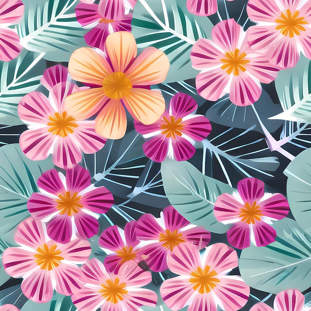 Blumen Wiederholendes Muster nahtlos auf der gesamten Druckfläche Fliese für florale Tapeten Generative KI für Textildesign Decke Kissen Gardinen Kleidung