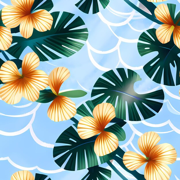 Blumen Wiederholendes Muster nahtlos auf der gesamten Druckfläche Fliese für florale Tapeten Generative KI für Textildesign Decke Kissen Gardinen Kleidung