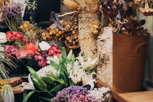 Foto blumen zum verkauf auf dem markt