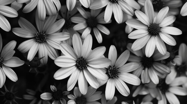 Blumenarrangement in Schwarz-Weiß