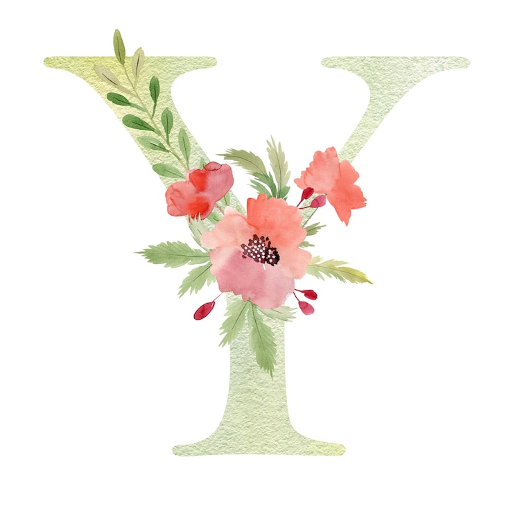 Foto blumenbuchstabe y mit mohnblumen