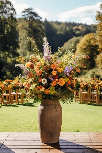 Blumendekoration Hochzeitsdekoration und Herbstferienfeiern Herbstblumen und Veranstaltungsdekorationen im englischen ländlichen Gartenlandstil