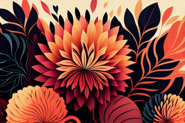Blumendesigns, Tapetenkunst, Blumenkunst, bedruckbare Blumenmaterialien, Blumenposter, digitale Kunst