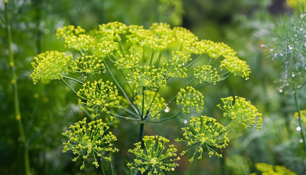 Blumendillgewürze wachsen im Garten