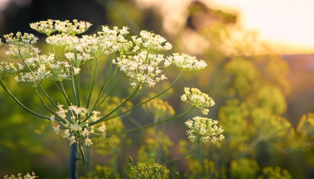 Blumendillgewürze wachsen im Garten