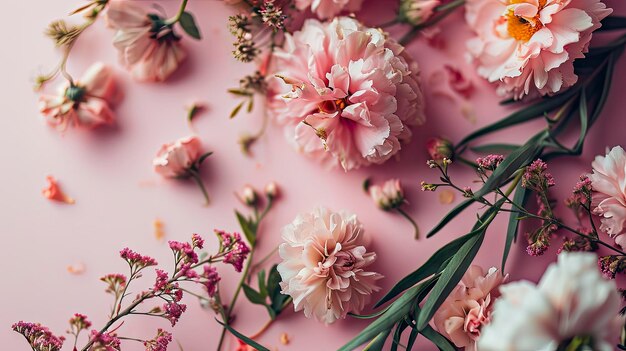 Blumene Eleganz enthüllt einen ruhigen TopView - ein Wandteppich blühender Schönheit