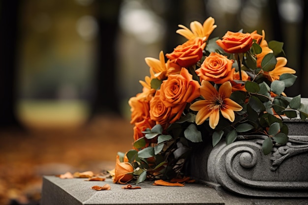 Blumengeschenke zieren Gräber auf dem Friedhof