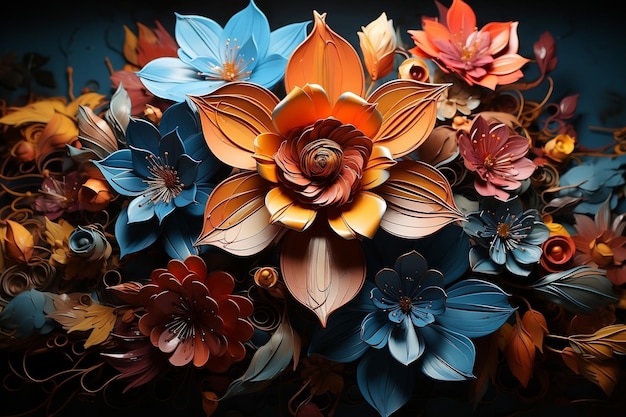 Blumengraffiti-Kunst realistischer Blumenhintergrund