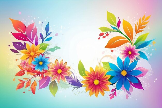 Blumenharmonie auf abstraktem, unscharfem Hintergrund, buntes Banner-Design