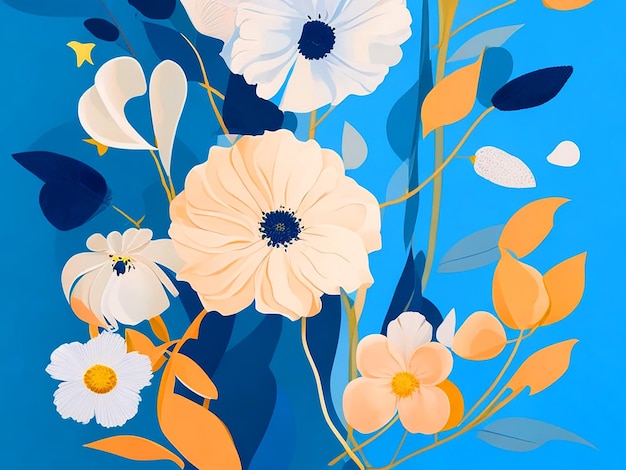 Blumenillustration Verschiedene Blumen in der Mode 6 Blumen Tapeten französischer Stil weiß